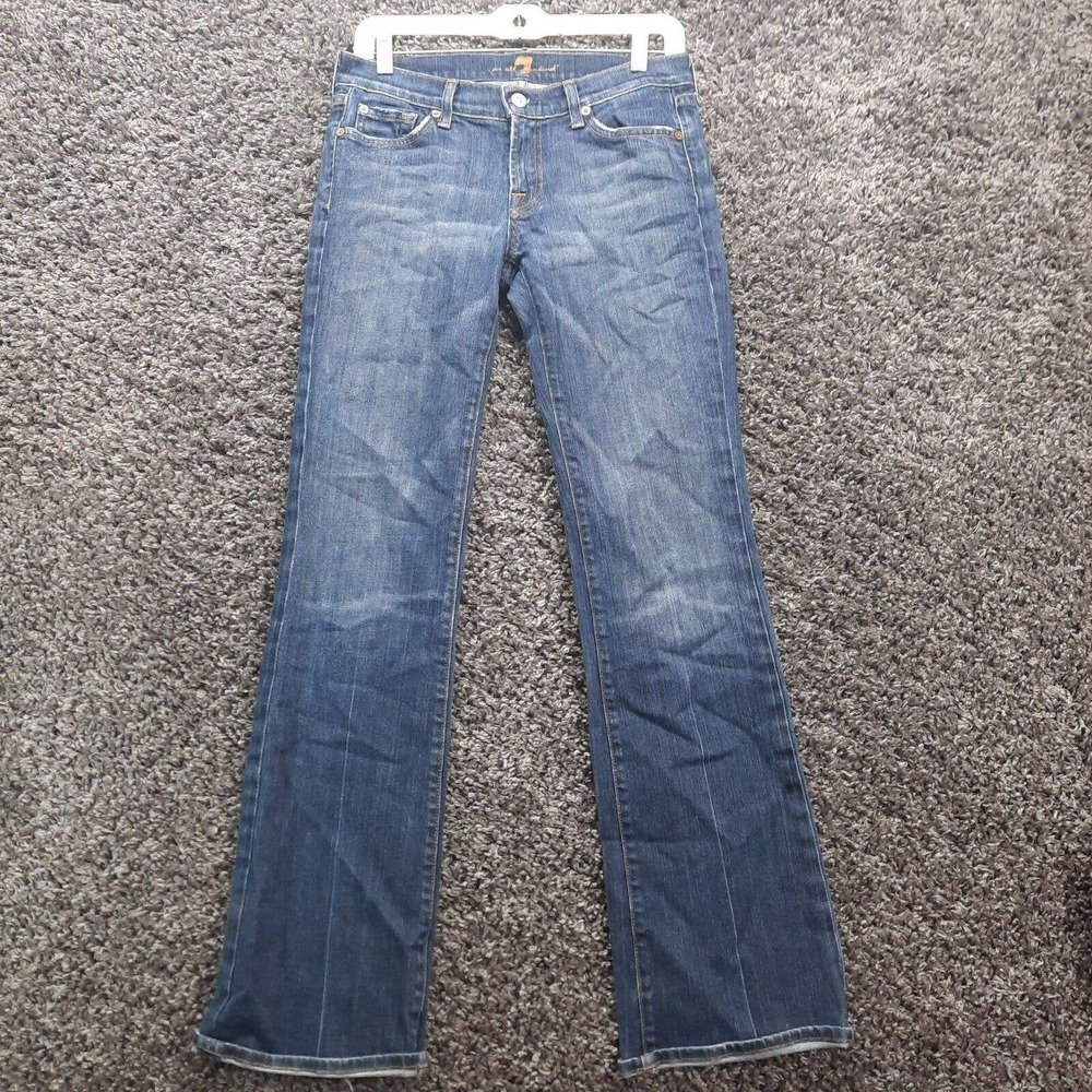 7 For All Mankind Jeans Womens 28 Blue Flare Stretch Low Waist Ladies Pants Cute